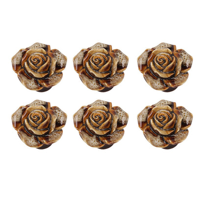 6Pcs Cabinet Knob Rose Flower Shape Delicate Ceramic Knob for Dresser Drawer Leopard White V1294-YM0521-3114230023811