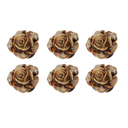 6Pcs Cabinet Knob Rose Flower Shape Delicate Ceramic Knob for Dresser Drawer Leopard White V1294-YM0521-3114230023811