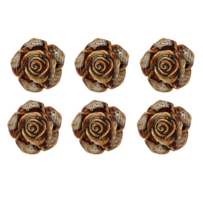 6Pcs Cabinet Knob Rose Flower Shape Delicate Ceramic Knob for Dresser Drawer Leopard White V1294-YM0521-3114230023811