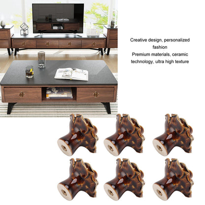 6Pcs Cabinet Knob Rose Flower Shape Delicate Ceramic Knob for Dresser Drawer Leopard White V1294-YM0521-3114230023811