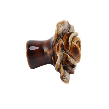 6Pcs Cabinet Knob Rose Flower Shape Delicate Ceramic Knob for Dresser Drawer Leopard White V1294-YM0521-3114230023811