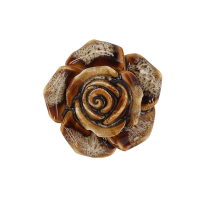 6Pcs Cabinet Knob Rose Flower Shape Delicate Ceramic Knob for Dresser Drawer Leopard White V1294-YM0521-3114230023811