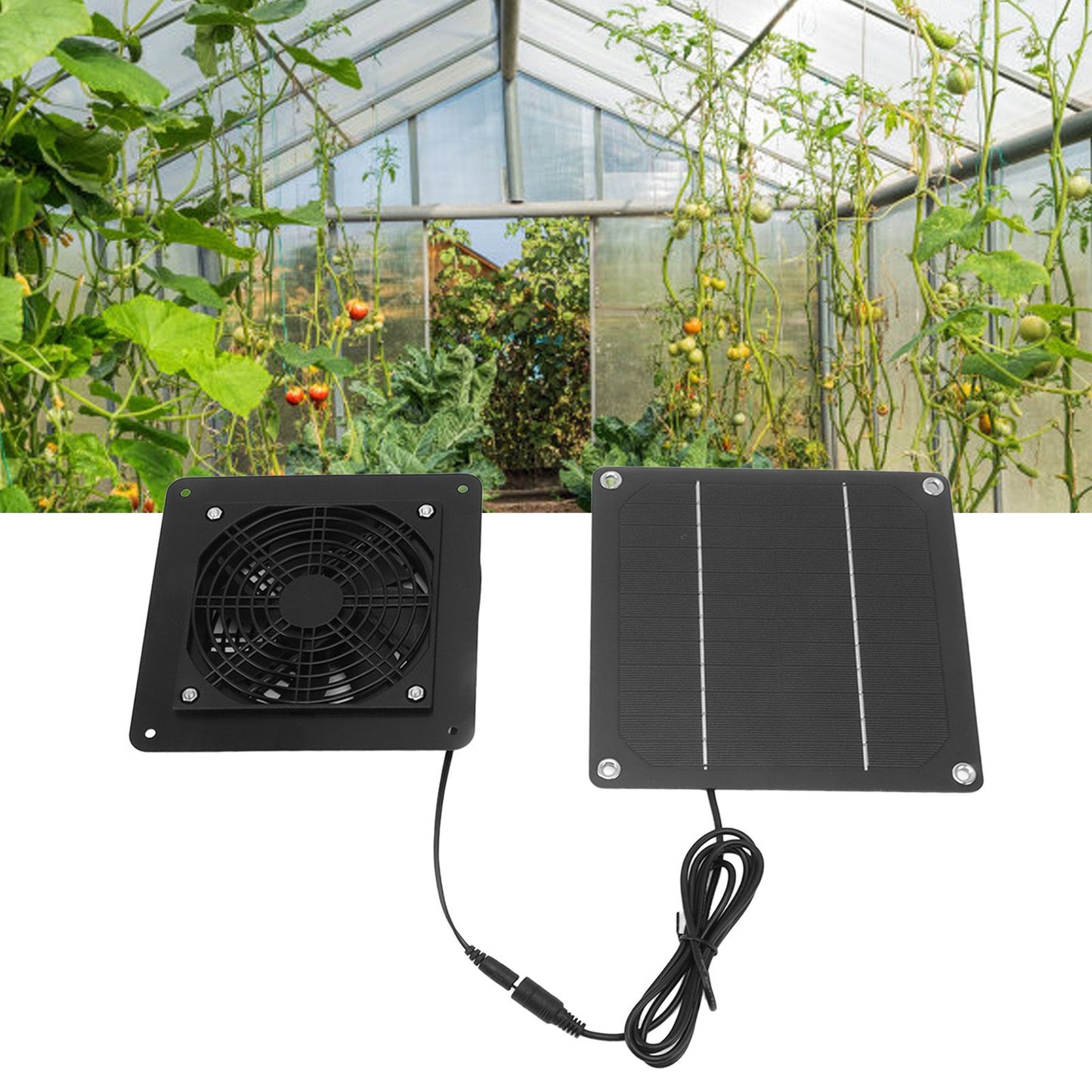 10W Solar Panel Fan Kit High Speed Solar Panel Powered Fan with 150cm Cable Protection Net for Pet House V1294-YM0521-3114230026611