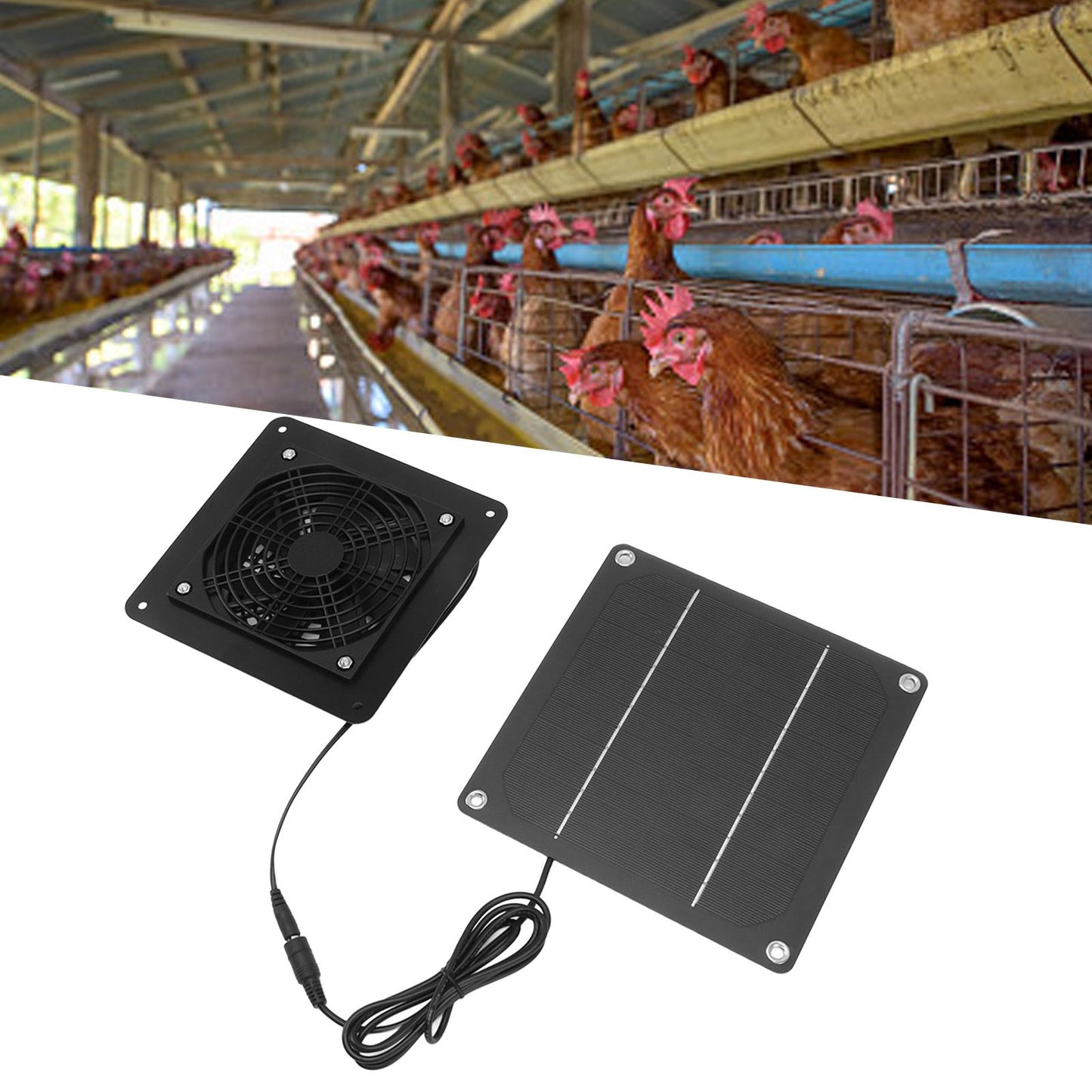 10W Solar Panel Fan Kit High Speed Solar Panel Powered Fan with 150cm Cable Protection Net for Pet House V1294-YM0521-3114230026611
