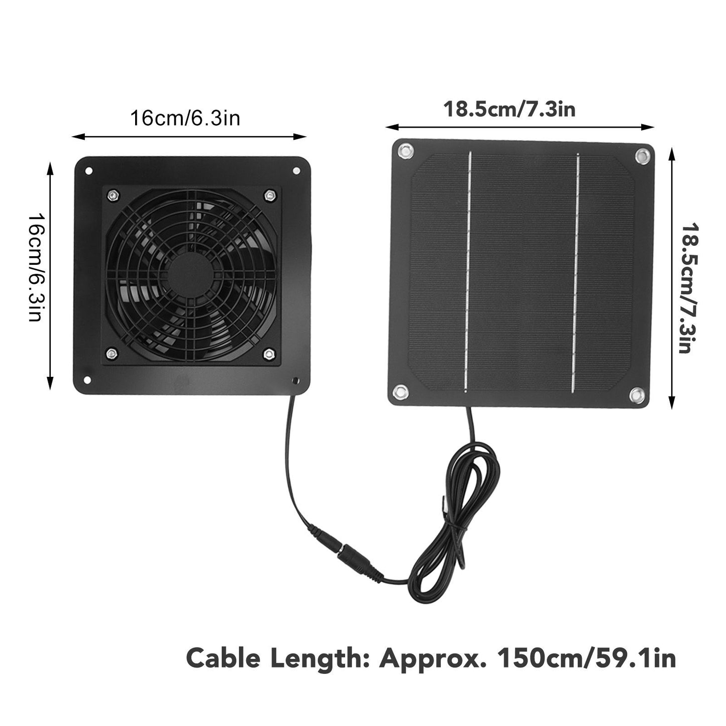 10W Solar Panel Fan Kit High Speed Solar Panel Powered Fan with 150cm Cable Protection Net for Pet House V1294-YM0521-3114230026611