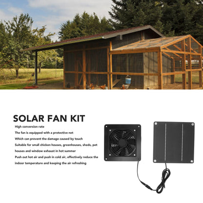 10W Solar Panel Fan Kit High Speed Solar Panel Powered Fan with 150cm Cable Protection Net for Pet House V1294-YM0521-3114230026611