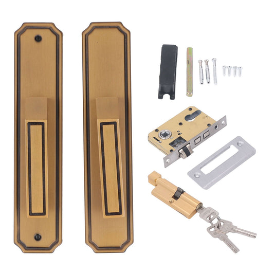 Front Exterior Door Handle Lockset Aluminum Alloy Silent Home Door Handle Lock with Keys for Bedroom Hotel V1294-YM0521-3114230026911