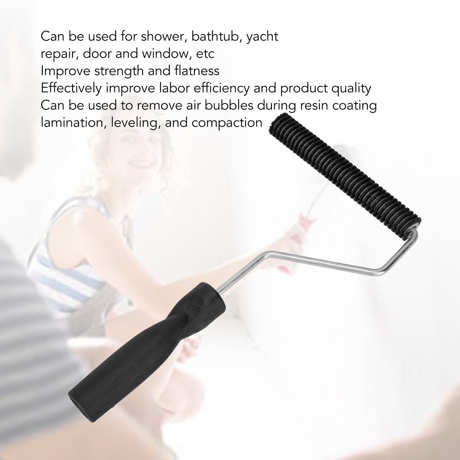 Fiberglass Roller Portable Tub Roller Tool Bristle Resin Laminating Bubble Roller for Window Bathtub Door D V1294-YM0521-3114230027614