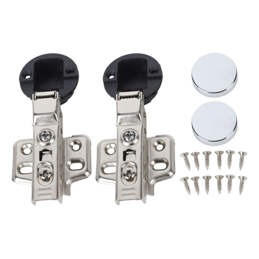 2Set Stainless Steel 201 Cabinet Glass Door Hinge 35 Cup Glass Door Damping Buffer Hinge Middle Bend Half V1294-YM0521-3114230031612