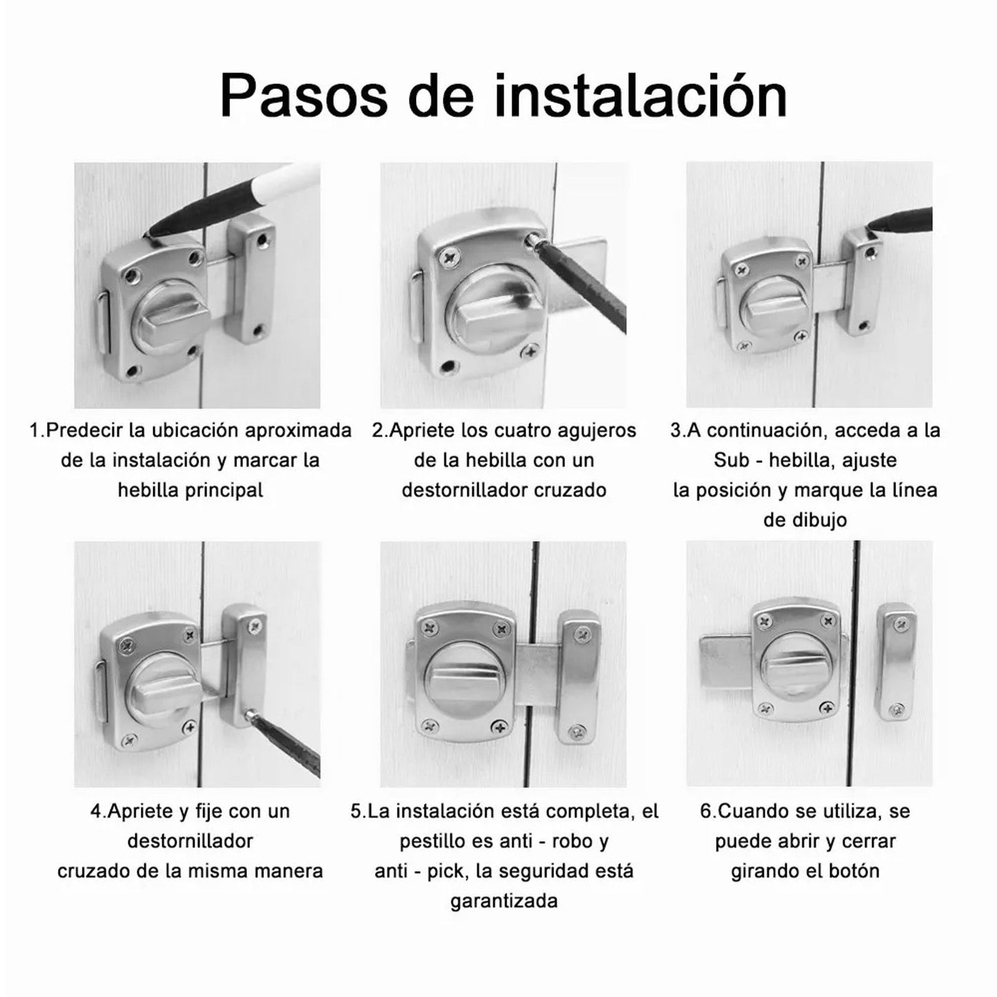 Door Latch Rust Proof Smooth Edge Comfortable Grasp User Friendly Knob Square Door Lock Latch for Kitchen Door V1294-YM0521-3114230035511
