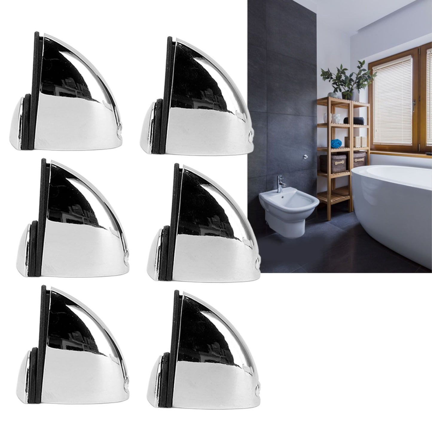 12PCS Glass Partition Clamps Panel Fixing Clip Desk Divider Support Clamp Glossy Finish 1-10mm V1294-YM0521-3114230035811
