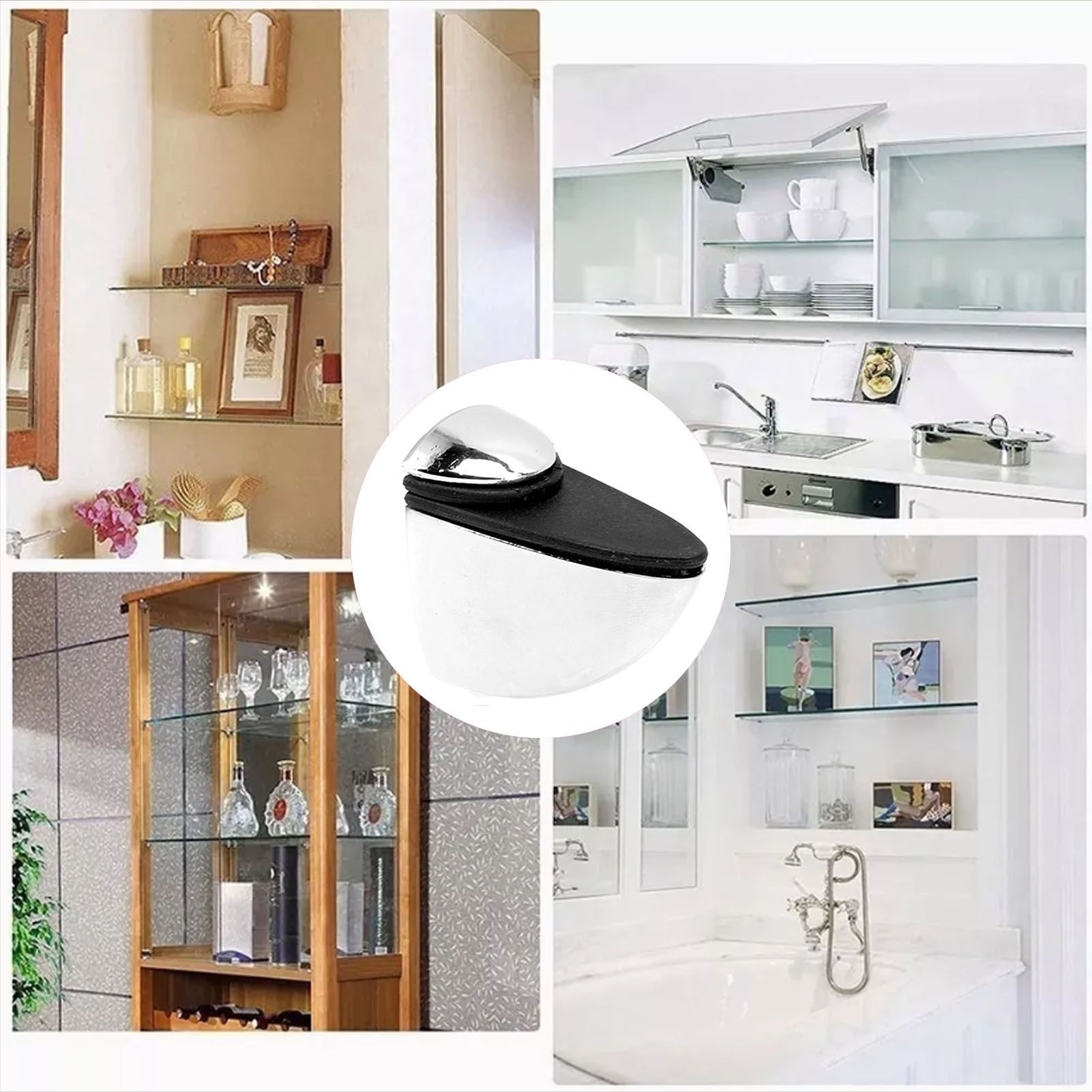 12PCS Glass Partition Clamps Panel Fixing Clip Desk Divider Support Clamp Glossy Finish 1-10mm V1294-YM0521-3114230035811