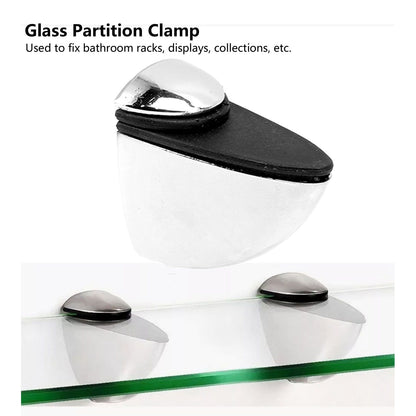 12PCS Glass Partition Clamps Panel Fixing Clip Desk Divider Support Clamp Glossy Finish 1-10mm V1294-YM0521-3114230035811