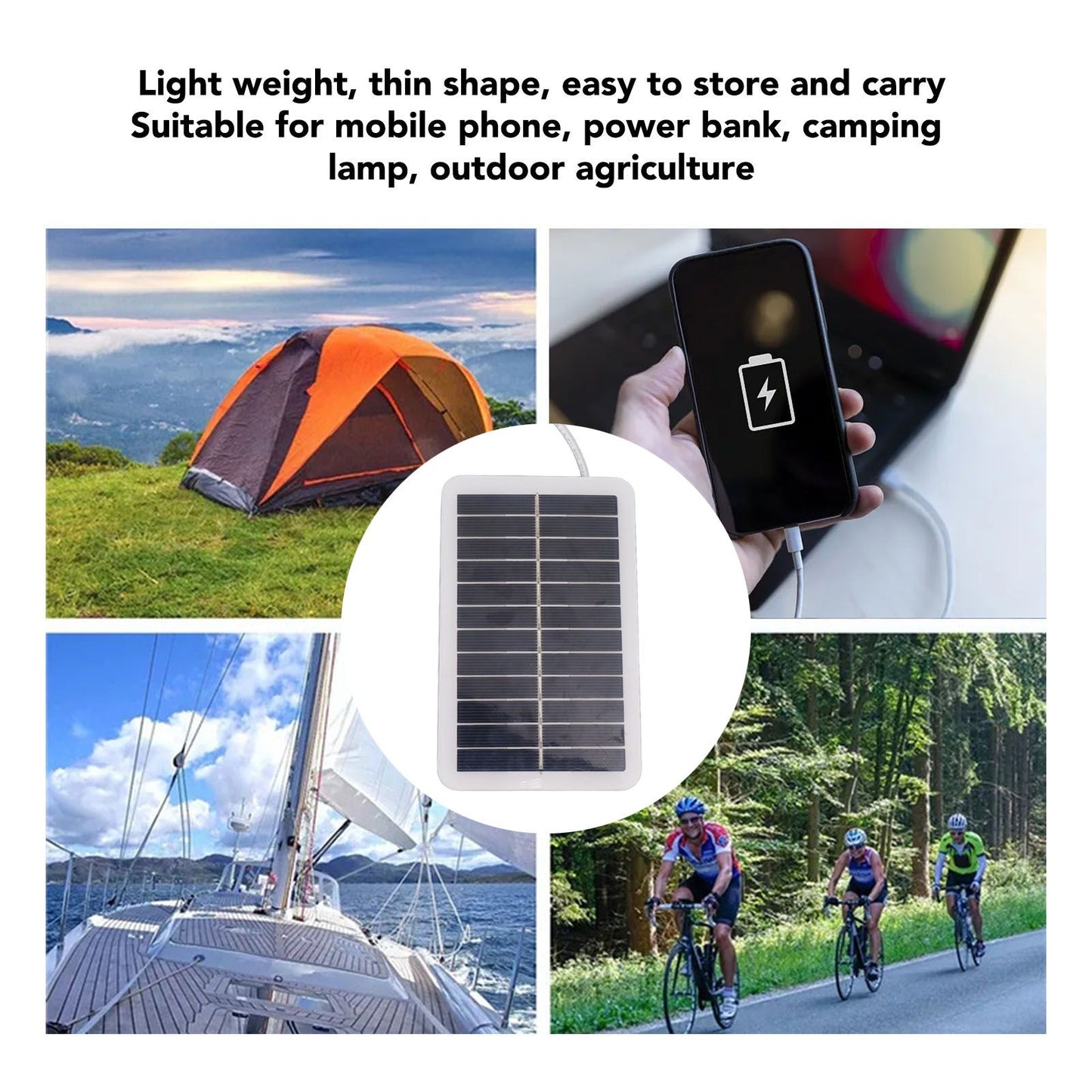 Mini Solar Panels Polycrystalline Silicon 2W 5V Portable USB Solar Panel Charger for Emergency V1294-YM0521-3114230037111