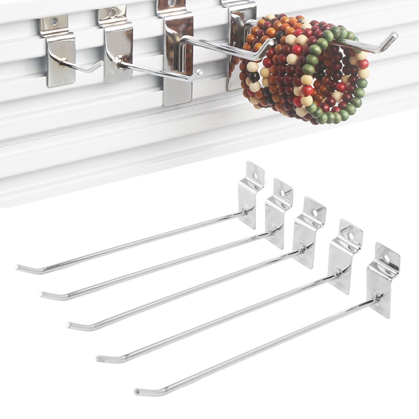 50Pcs Supermarket Shelf Hook Iron Strong Wear Resistant Flat Tip Peg Board Hook Slatwall Hanger V1294-YM0521-3114230037411