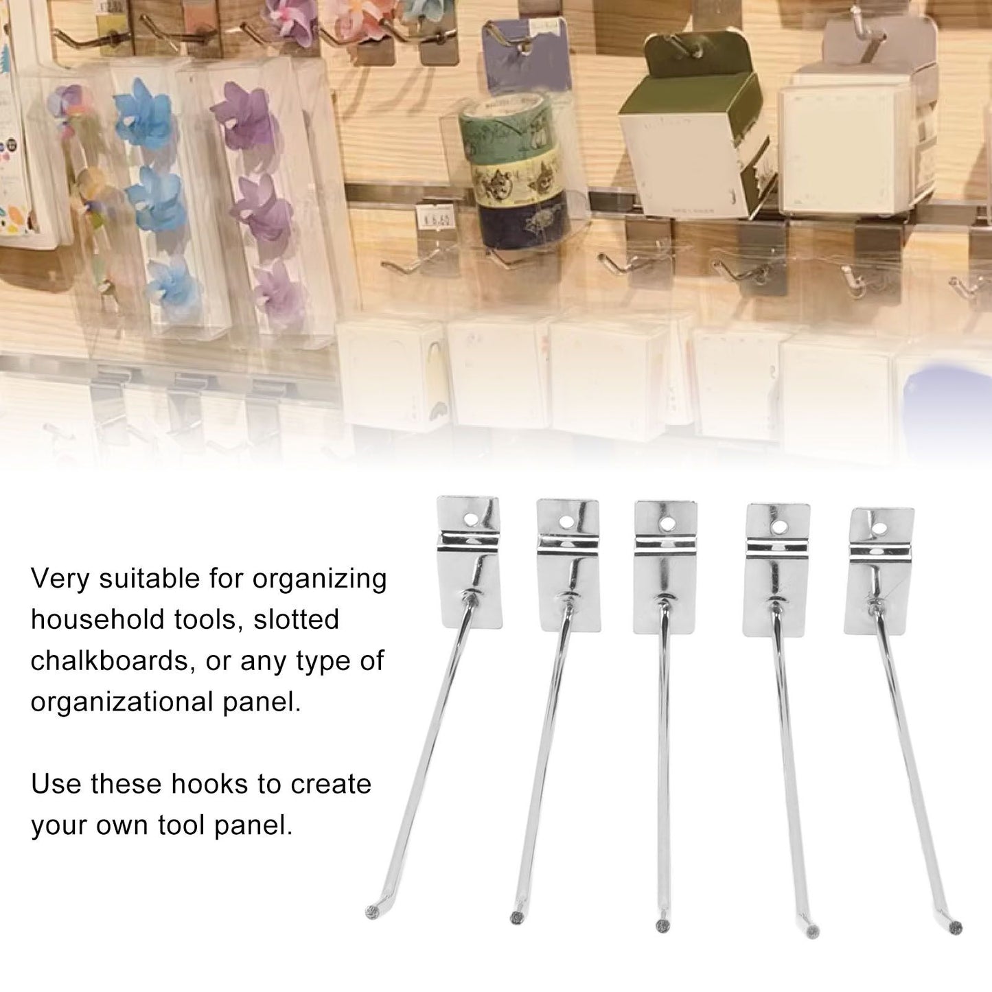 50Pcs Supermarket Shelf Hook Iron Strong Wear Resistant Flat Tip Peg Board Hook Slatwall Hanger V1294-YM0521-3114230037411