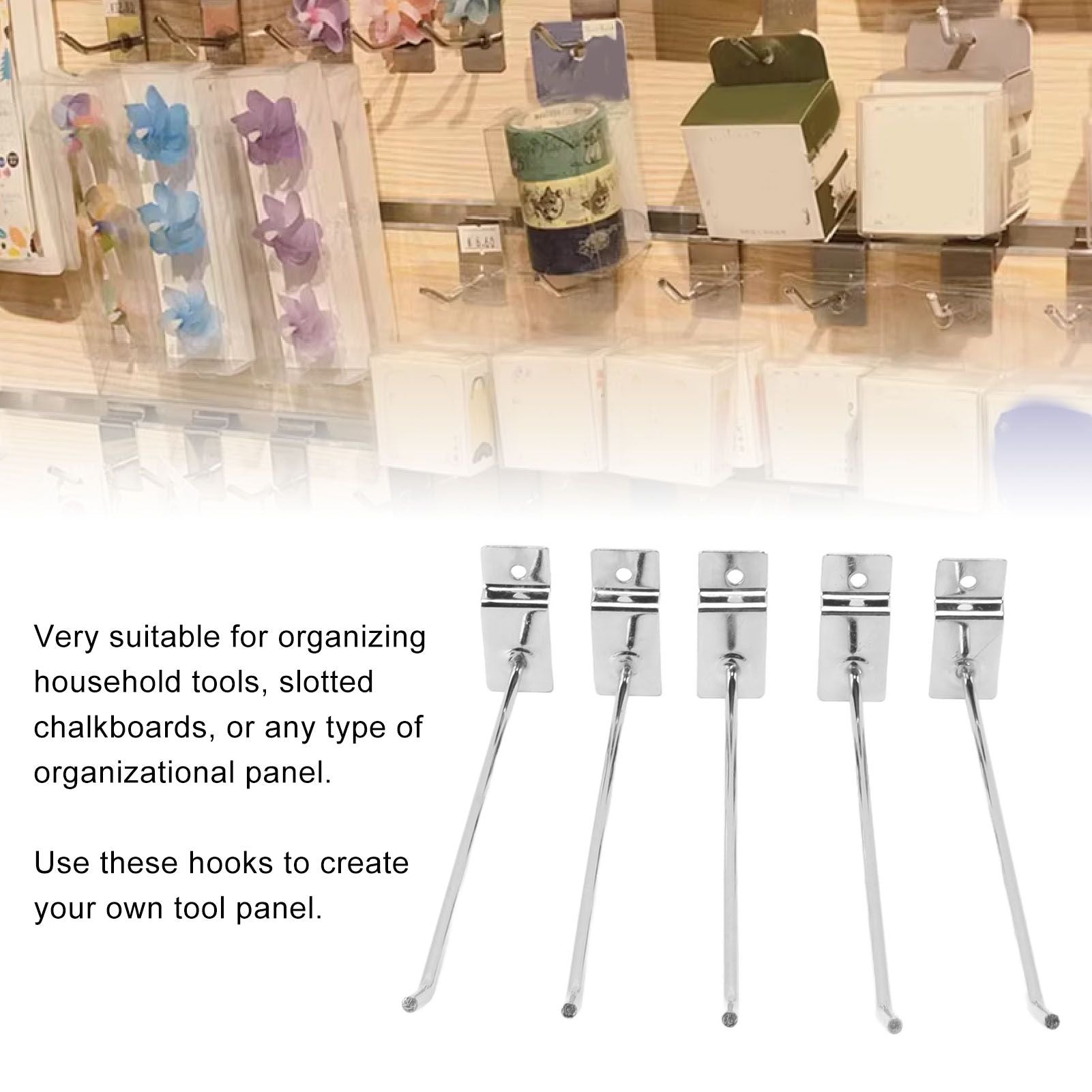 50Pcs Supermarket Shelf Hook Iron Strong Wear Resistant Flat Tip Peg Board Hook Slatwall Hanger V1294-YM0521-3114230037411