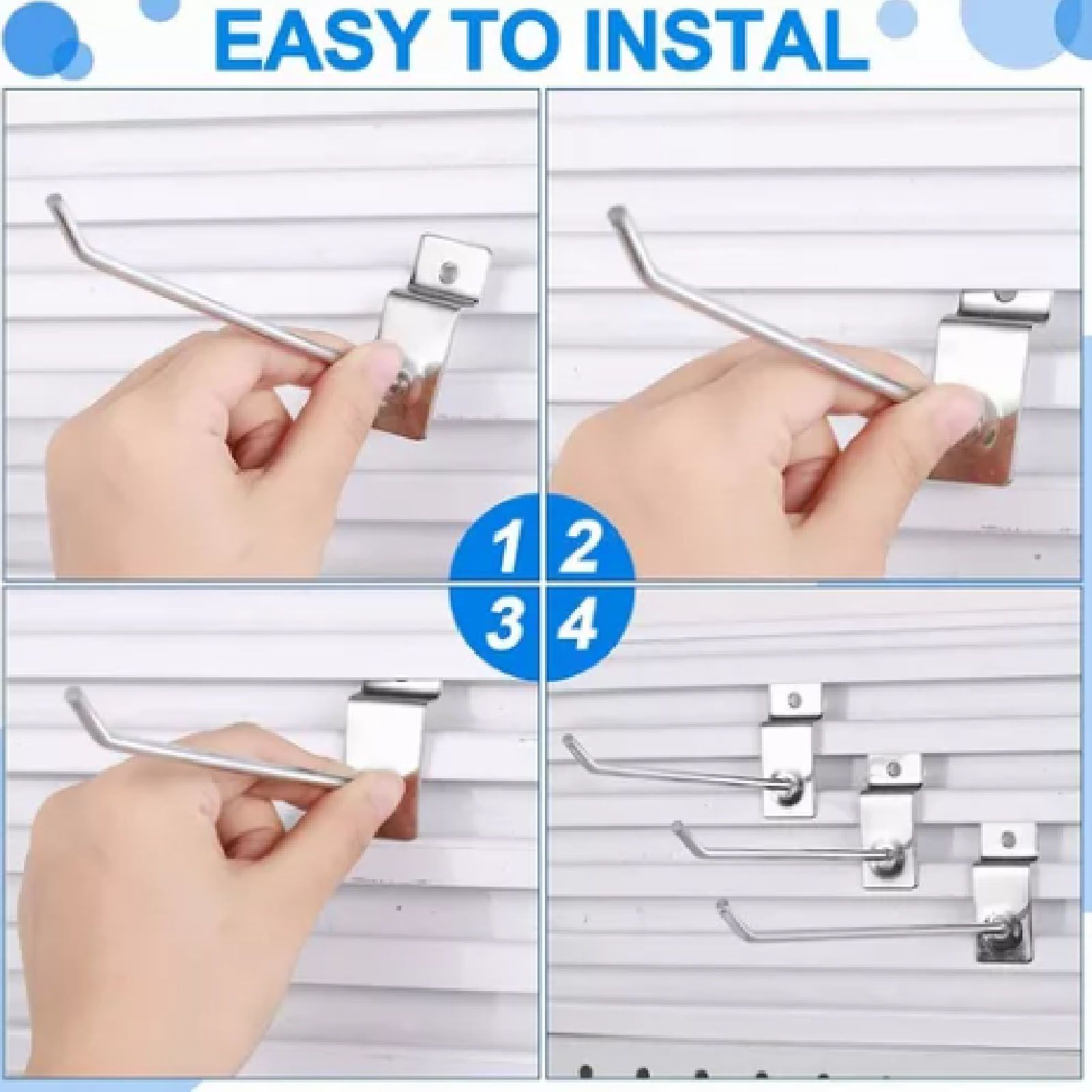 50Pcs Supermarket Shelf Hook Iron Strong Wear Resistant Flat Tip Peg Board Hook Slatwall Hanger V1294-YM0521-3114230037411
