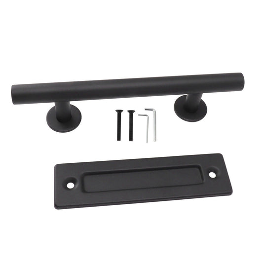 Sliding Barn Door Handle Black Carbon Steel Barn Door Handle for Cabinets Wardrobes V1294-YM0521-3114230037811