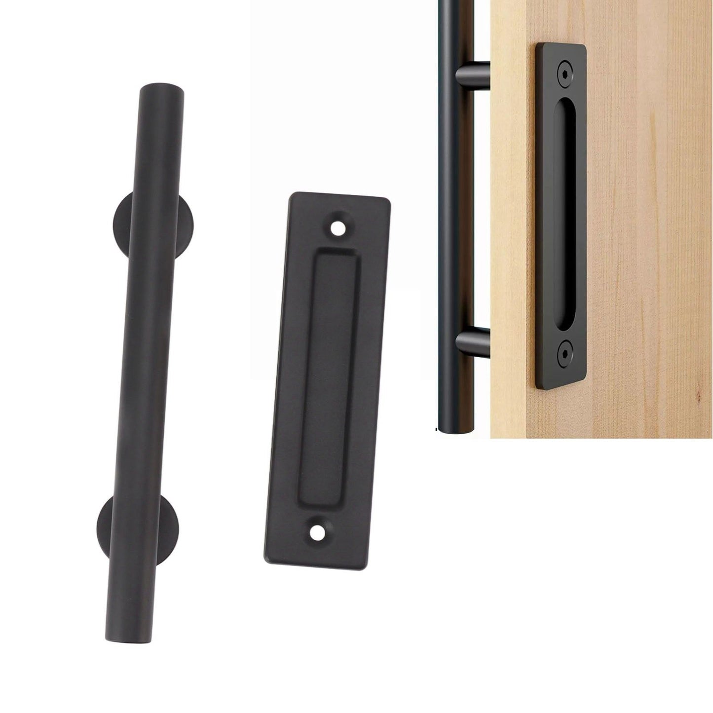 Sliding Barn Door Handle Black Carbon Steel Barn Door Handle for Cabinets Wardrobes V1294-YM0521-3114230037811