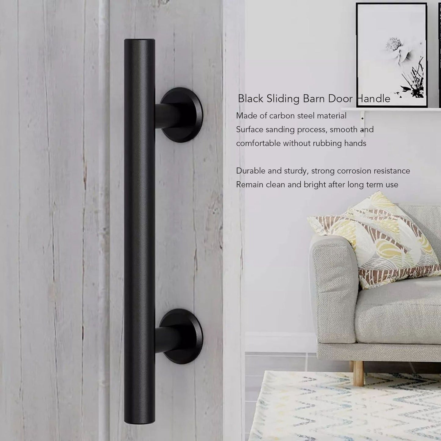 Sliding Barn Door Handle Black Carbon Steel Barn Door Handle for Cabinets Wardrobes V1294-YM0521-3114230037811