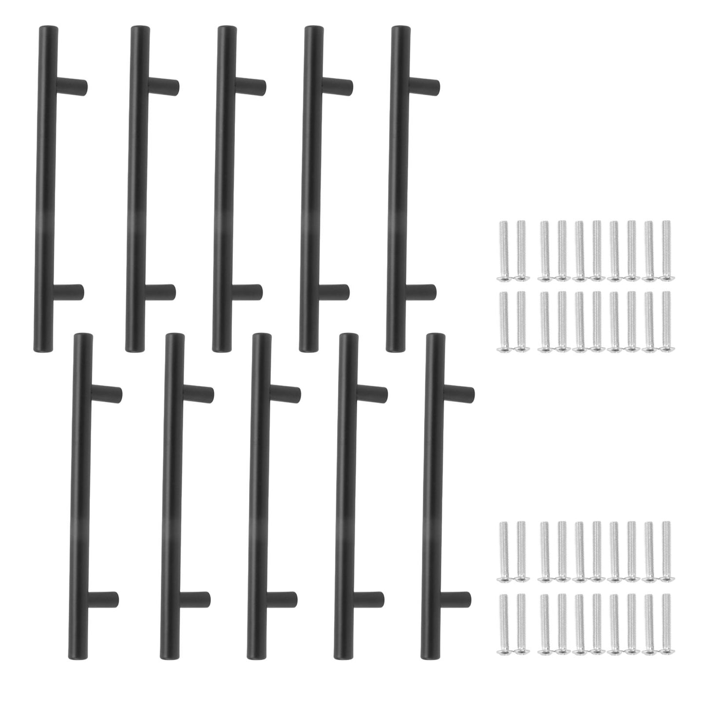 10PCS Cabinet Door T Handle Stainless Steel Modern Wardrobe Drawer Pull Handle for Bedroom Living Room Black V1294-YM0521-3114230038511