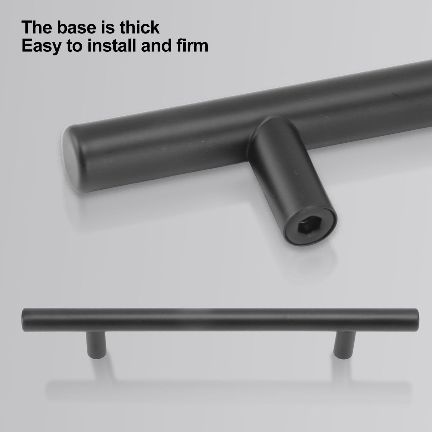 10PCS Cabinet Door T Handle Stainless Steel Modern Wardrobe Drawer Pull Handle for Bedroom Living Room Black V1294-YM0521-3114230038511