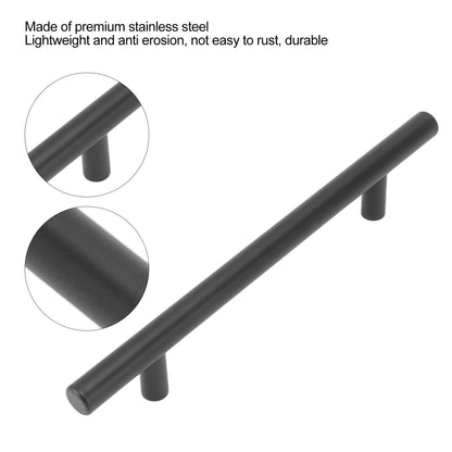 10PCS Cabinet Door T Handle Stainless Steel Modern Wardrobe Drawer Pull Handle for Bedroom Living Room Black V1294-YM0521-3114230038511