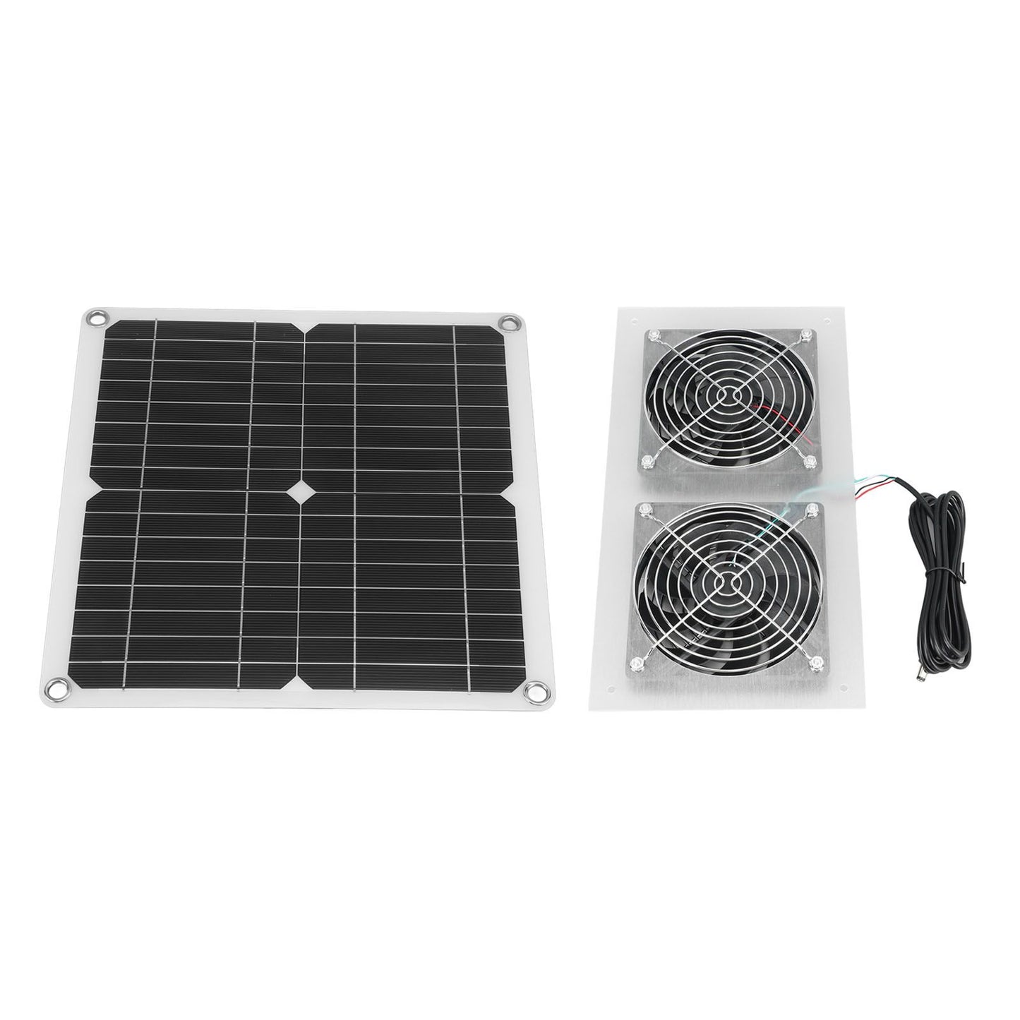 25W Solar Panel Fan Kit IPX65 Waterproof Low Noise Efficient Solar Powered Dual Fan for Chicken Coop Kennel V1294-YM0521-3114230040711