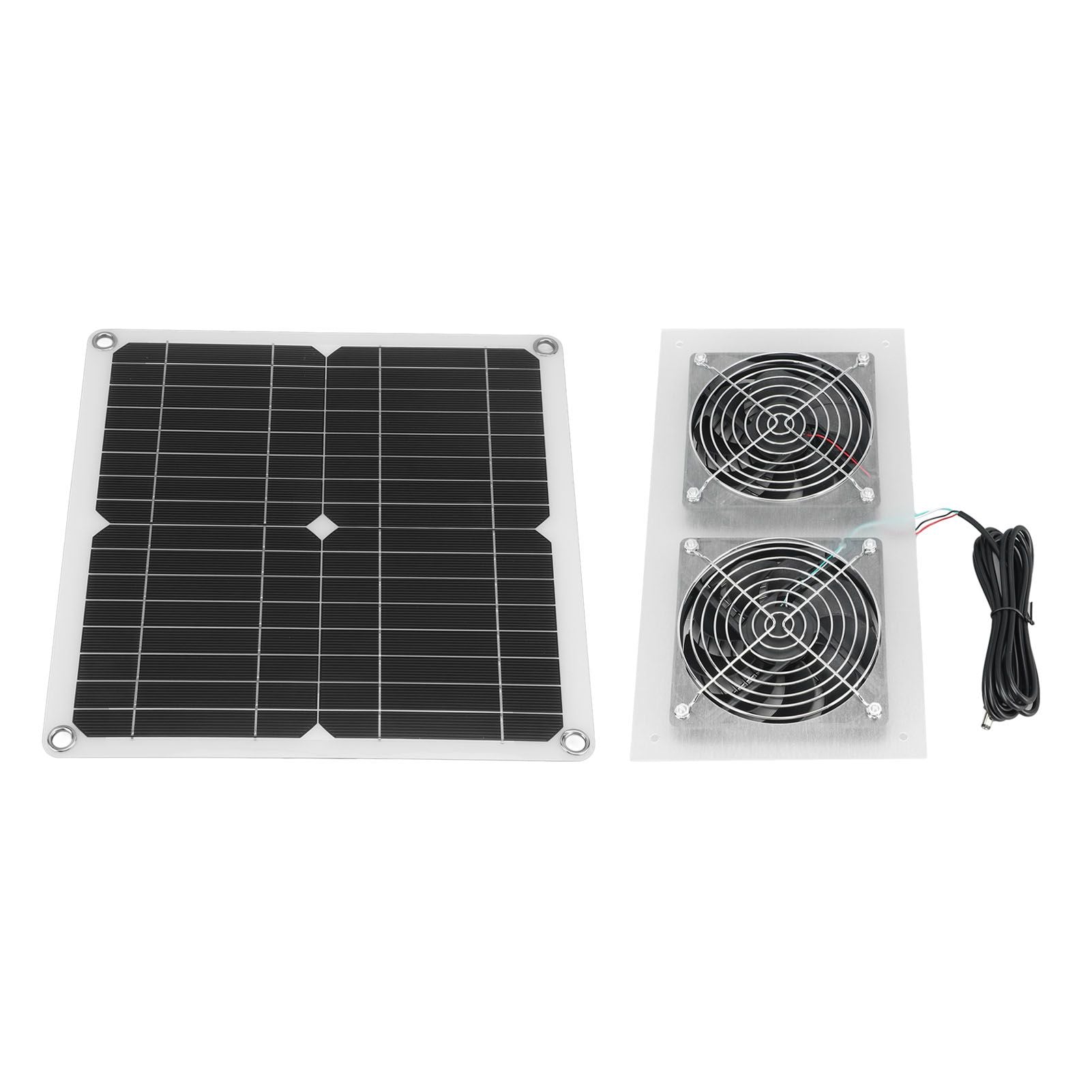 25W Solar Panel Fan Kit IPX65 Waterproof Low Noise Efficient Solar Powered Dual Fan for Chicken Coop Kennel V1294-YM0521-3114230040711