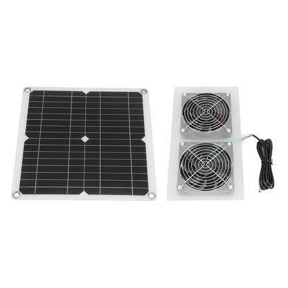 25W Solar Panel Fan Kit IPX65 Waterproof Low Noise Efficient Solar Powered Dual Fan for Chicken Coop Kennel V1294-YM0521-3114230040711