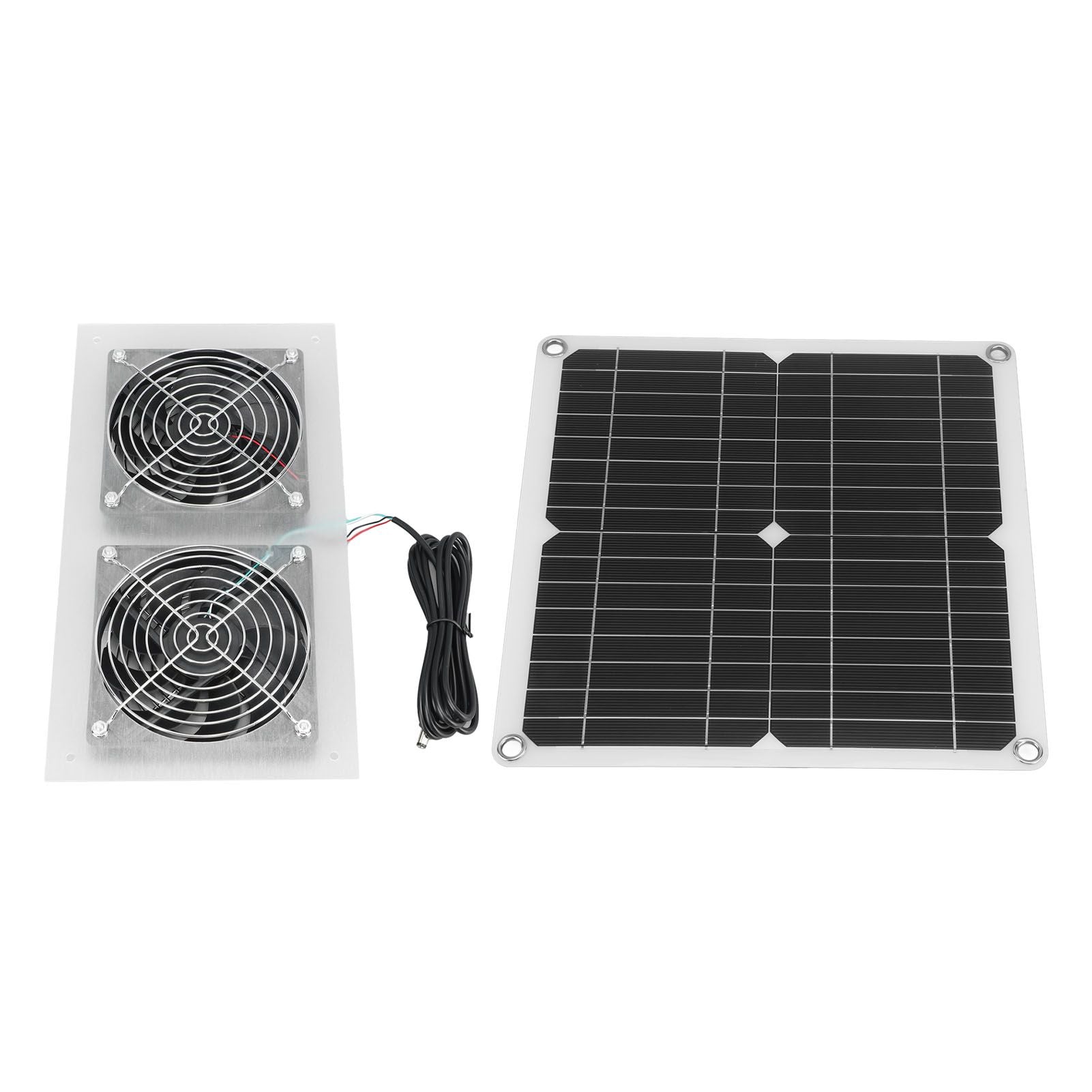 25W Solar Panel Fan Kit IPX65 Waterproof Low Noise Efficient Solar Powered Dual Fan for Chicken Coop Kennel V1294-YM0521-3114230040711