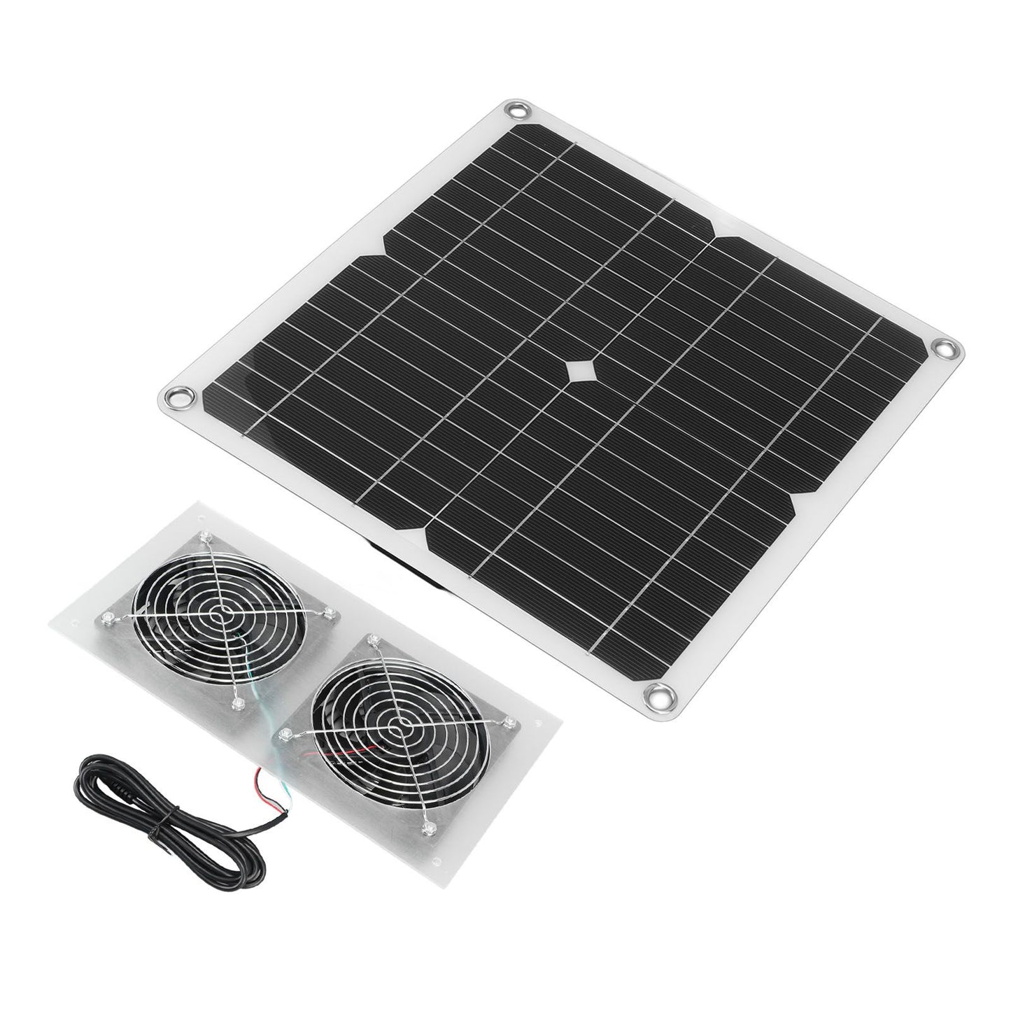 25W Solar Panel Fan Kit IPX65 Waterproof Low Noise Efficient Solar Powered Dual Fan for Chicken Coop Kennel V1294-YM0521-3114230040711
