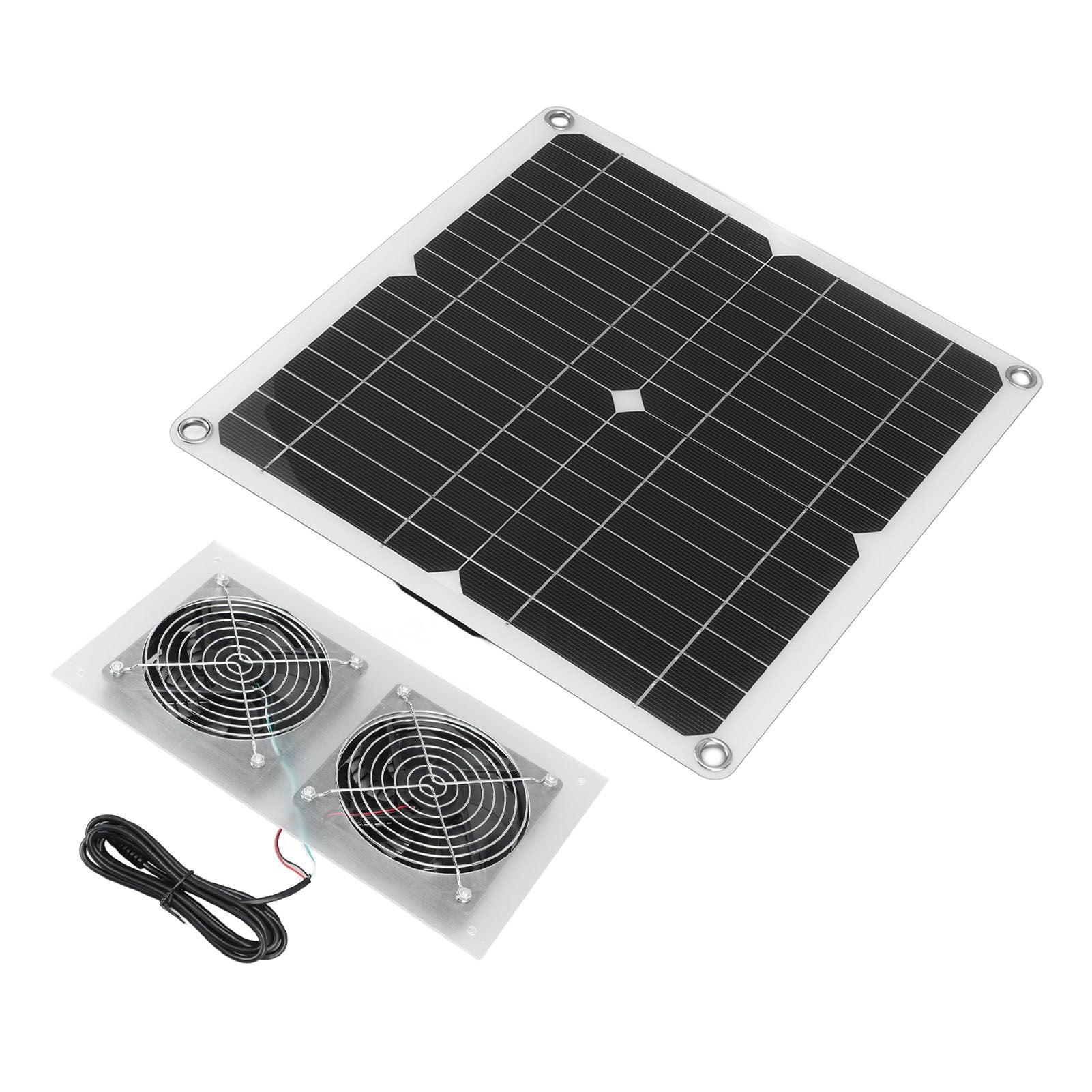 25W Solar Panel Fan Kit IPX65 Waterproof Low Noise Efficient Solar Powered Dual Fan for Chicken Coop Kennel V1294-YM0521-3114230040711
