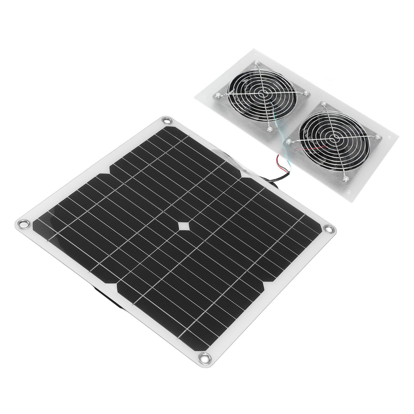 25W Solar Panel Fan Kit IPX65 Waterproof Low Noise Efficient Solar Powered Dual Fan for Chicken Coop Kennel V1294-YM0521-3114230040711