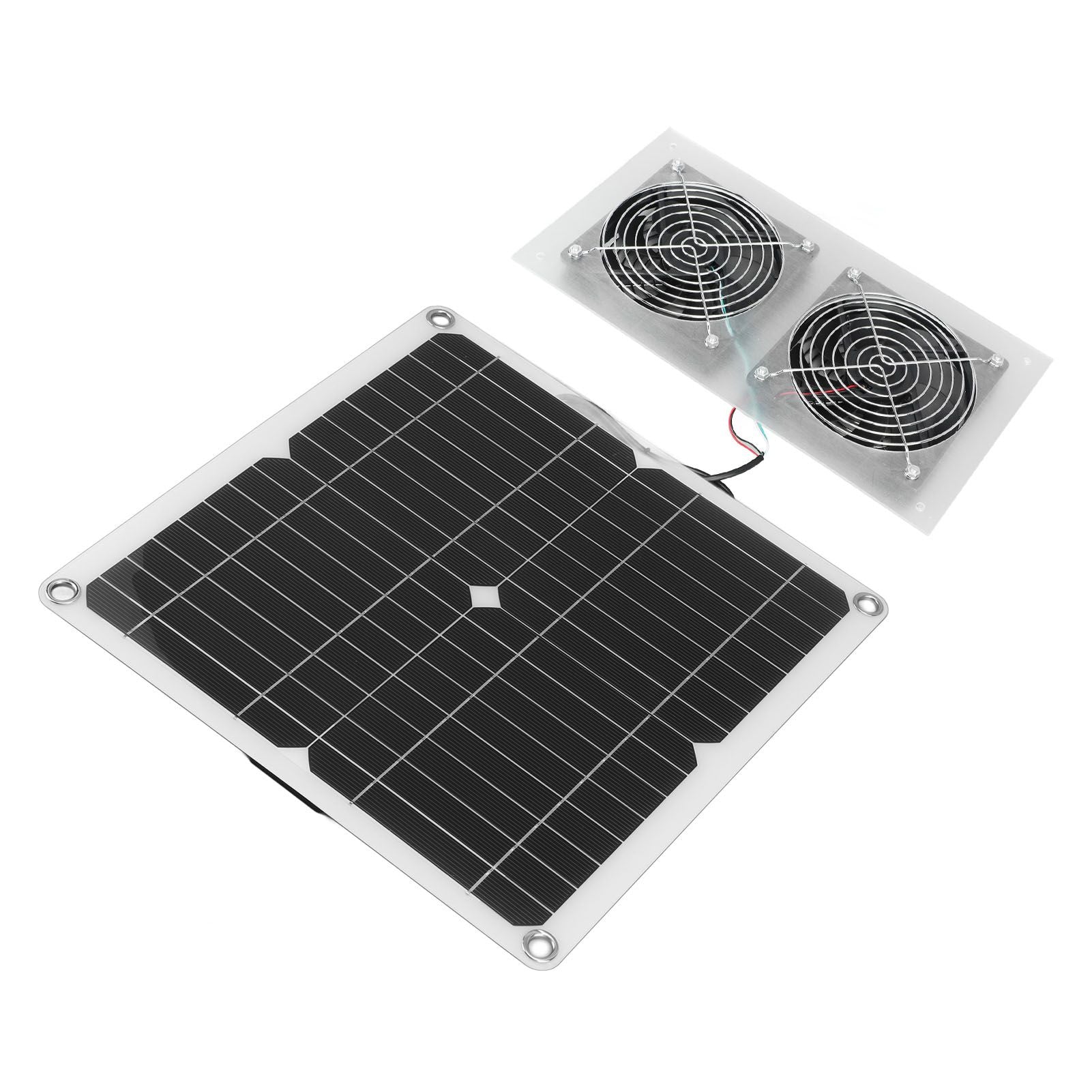 25W Solar Panel Fan Kit IPX65 Waterproof Low Noise Efficient Solar Powered Dual Fan for Chicken Coop Kennel V1294-YM0521-3114230040711