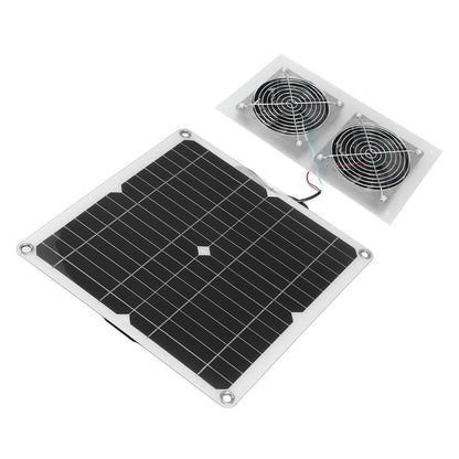 25W Solar Panel Fan Kit IPX65 Waterproof Low Noise Efficient Solar Powered Dual Fan for Chicken Coop Kennel V1294-YM0521-3114230040711