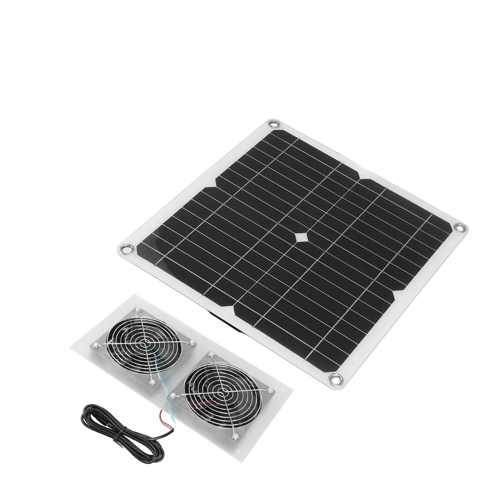 25W Solar Panel Fan Kit IPX65 Waterproof Low Noise Efficient Solar Powered Dual Fan for Chicken Coop Kennel V1294-YM0521-3114230040711