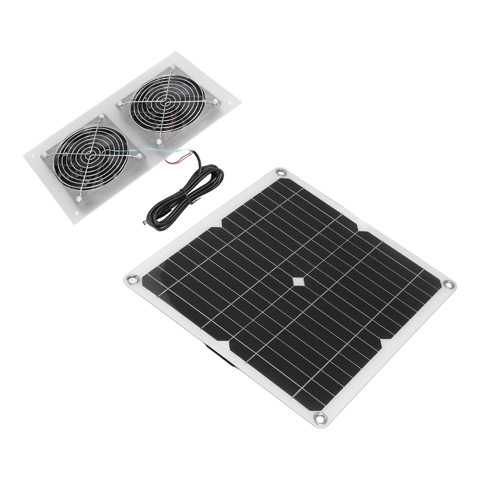 25W Solar Panel Fan Kit IPX65 Waterproof Low Noise Efficient Solar Powered Dual Fan for Chicken Coop Kennel V1294-YM0521-3114230040711