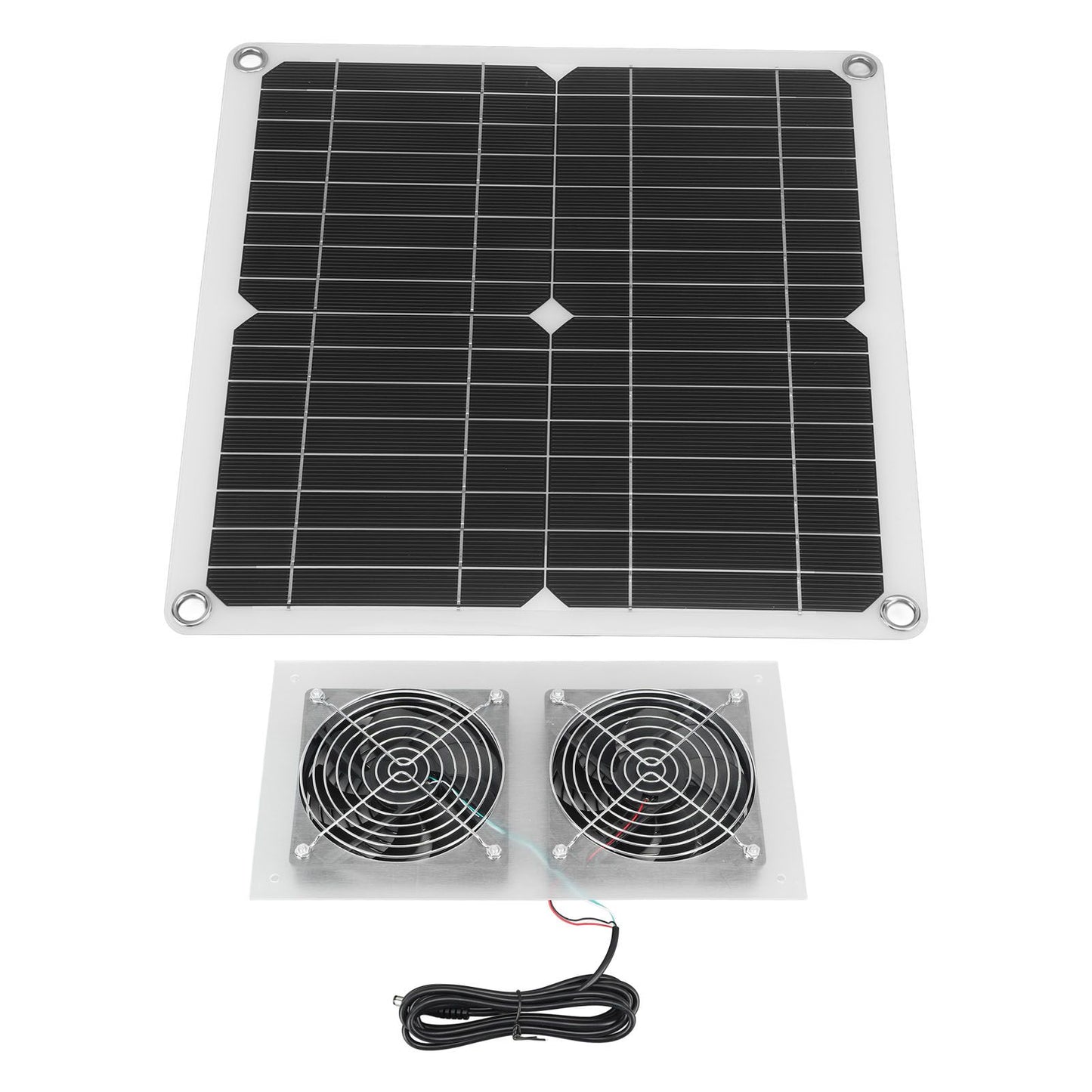 25W Solar Panel Fan Kit IPX65 Waterproof Low Noise Efficient Solar Powered Dual Fan for Chicken Coop Kennel V1294-YM0521-3114230040711