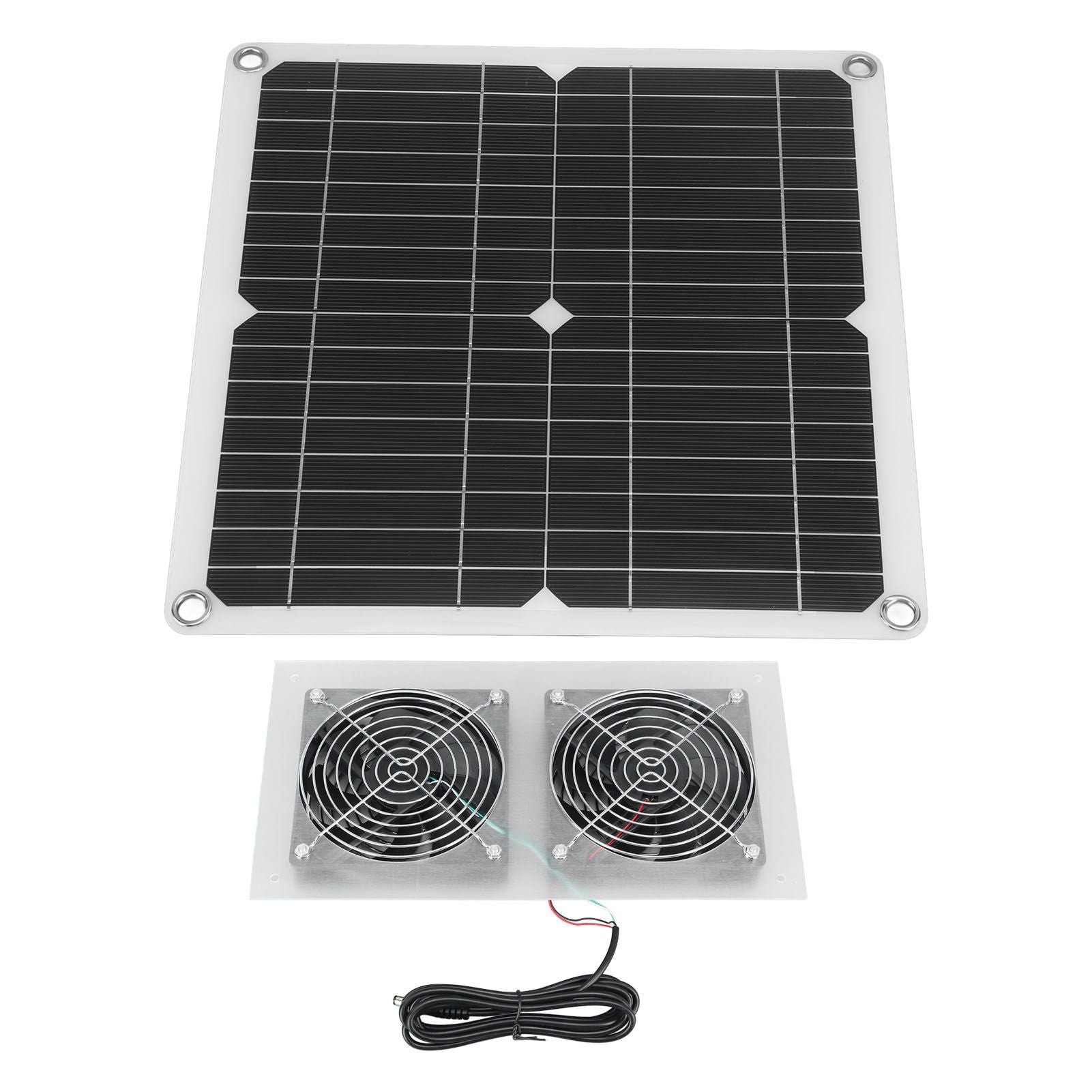 25W Solar Panel Fan Kit IPX65 Waterproof Low Noise Efficient Solar Powered Dual Fan for Chicken Coop Kennel V1294-YM0521-3114230040711