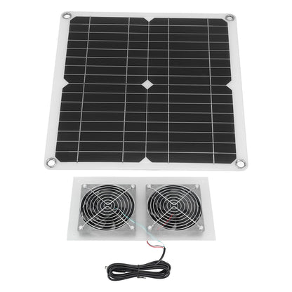 25W Solar Panel Fan Kit IPX65 Waterproof Low Noise Efficient Solar Powered Dual Fan for Chicken Coop Kennel V1294-YM0521-3114230040711