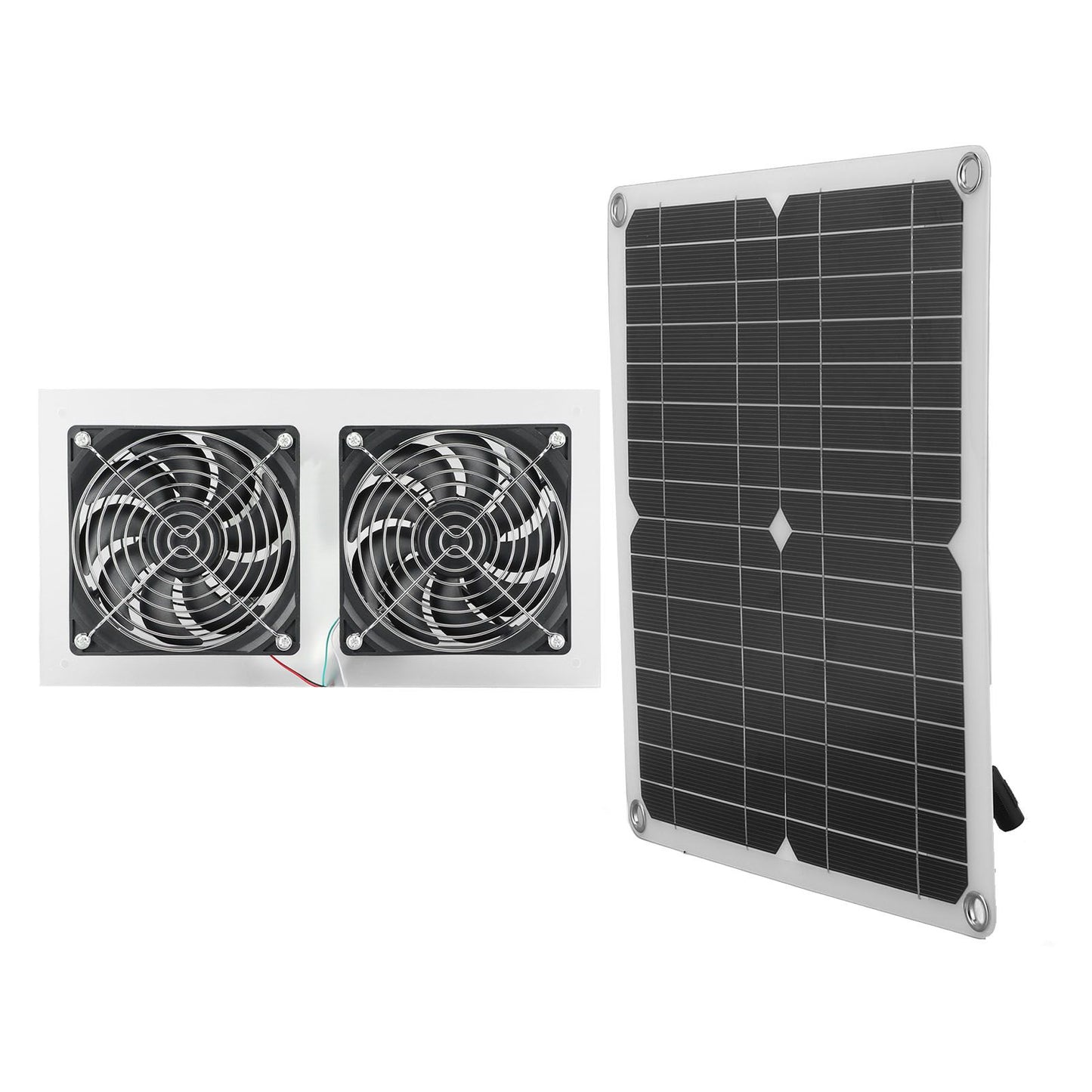 25W Solar Panel Fan Kit IPX65 Waterproof Low Noise Efficient Solar Powered Dual Fan for Chicken Coop Kennel V1294-YM0521-3114230040711