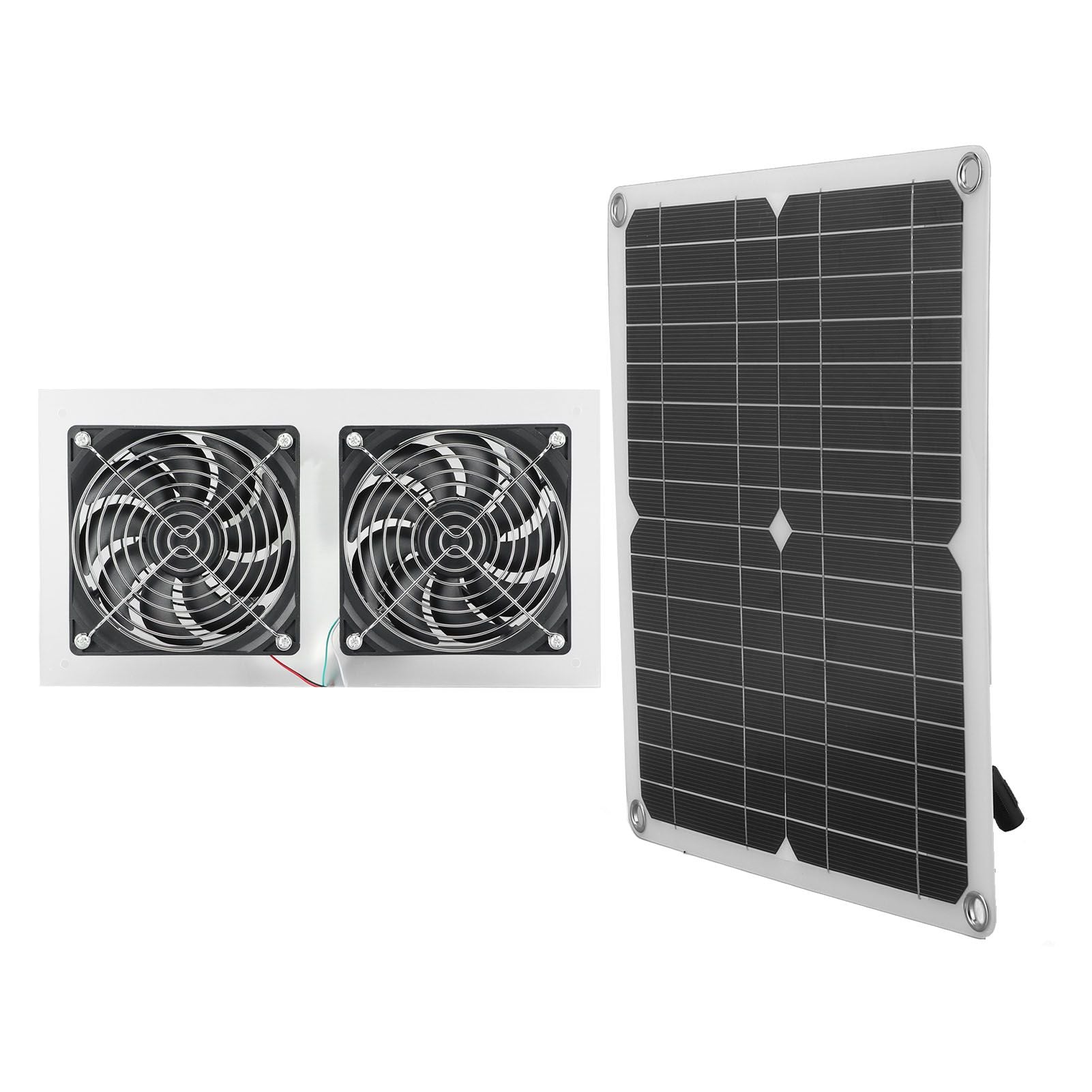 25W Solar Panel Fan Kit IPX65 Waterproof Low Noise Efficient Solar Powered Dual Fan for Chicken Coop Kennel V1294-YM0521-3114230040711