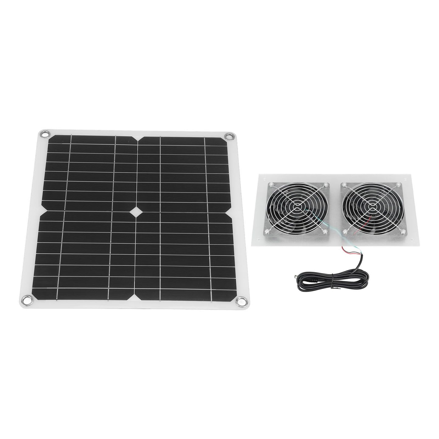 25W Solar Panel Fan Kit IPX65 Waterproof Low Noise Efficient Solar Powered Dual Fan for Chicken Coop Kennel V1294-YM0521-3114230040711