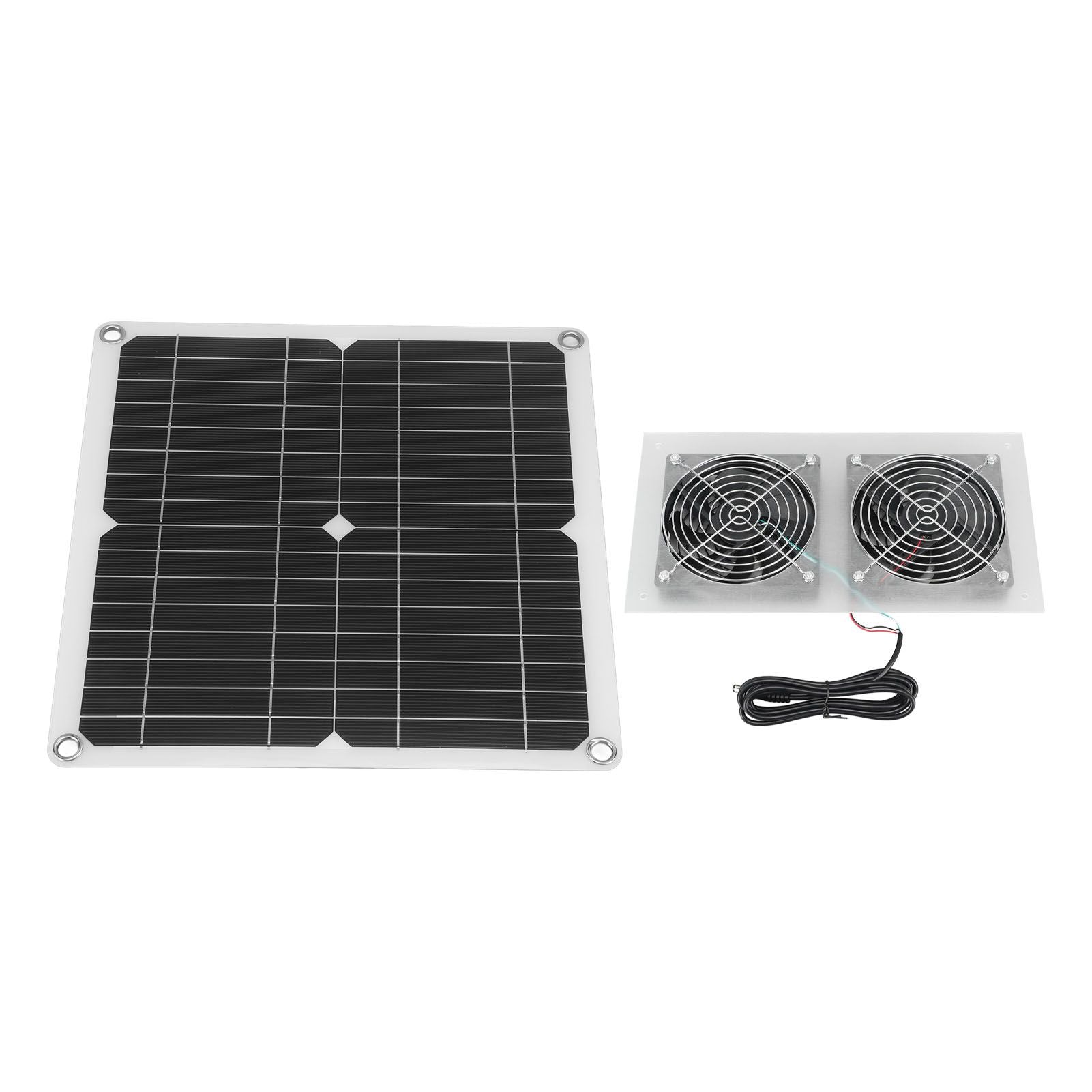 25W Solar Panel Fan Kit IPX65 Waterproof Low Noise Efficient Solar Powered Dual Fan for Chicken Coop Kennel V1294-YM0521-3114230040711