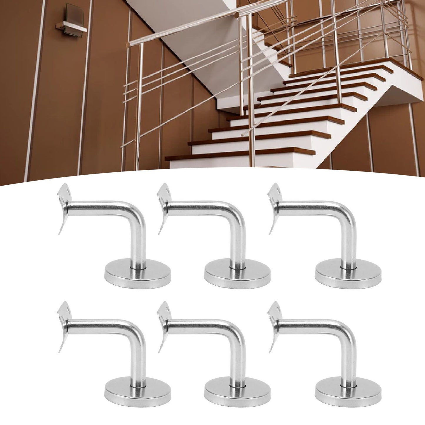 6 Pcs Wall Handrail Bracket 304 Stainless Steel Strong Bearing Stair Railing Support V1294-YM0521-3114230042511