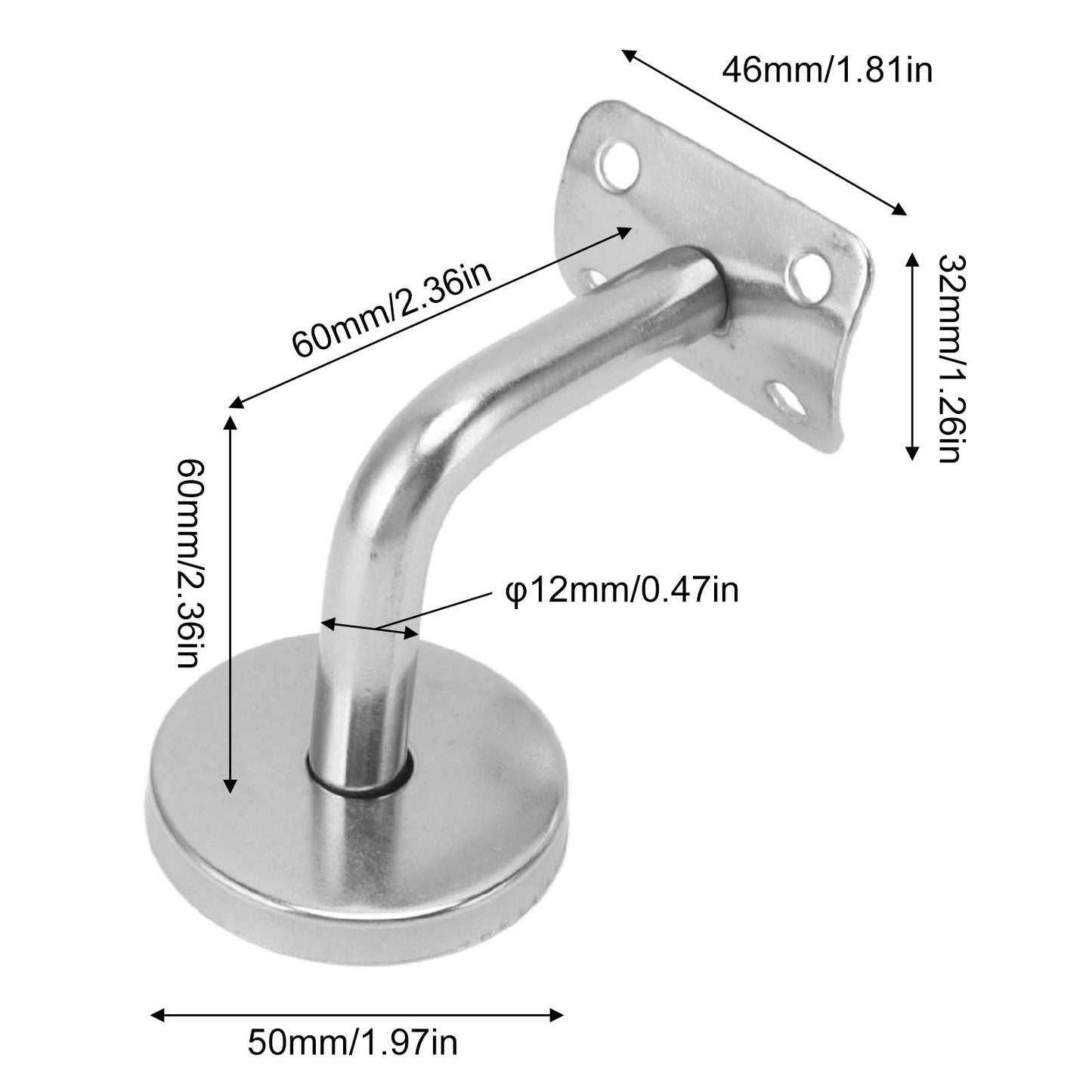 6 Pcs Wall Handrail Bracket 304 Stainless Steel Strong Bearing Stair Railing Support V1294-YM0521-3114230042511