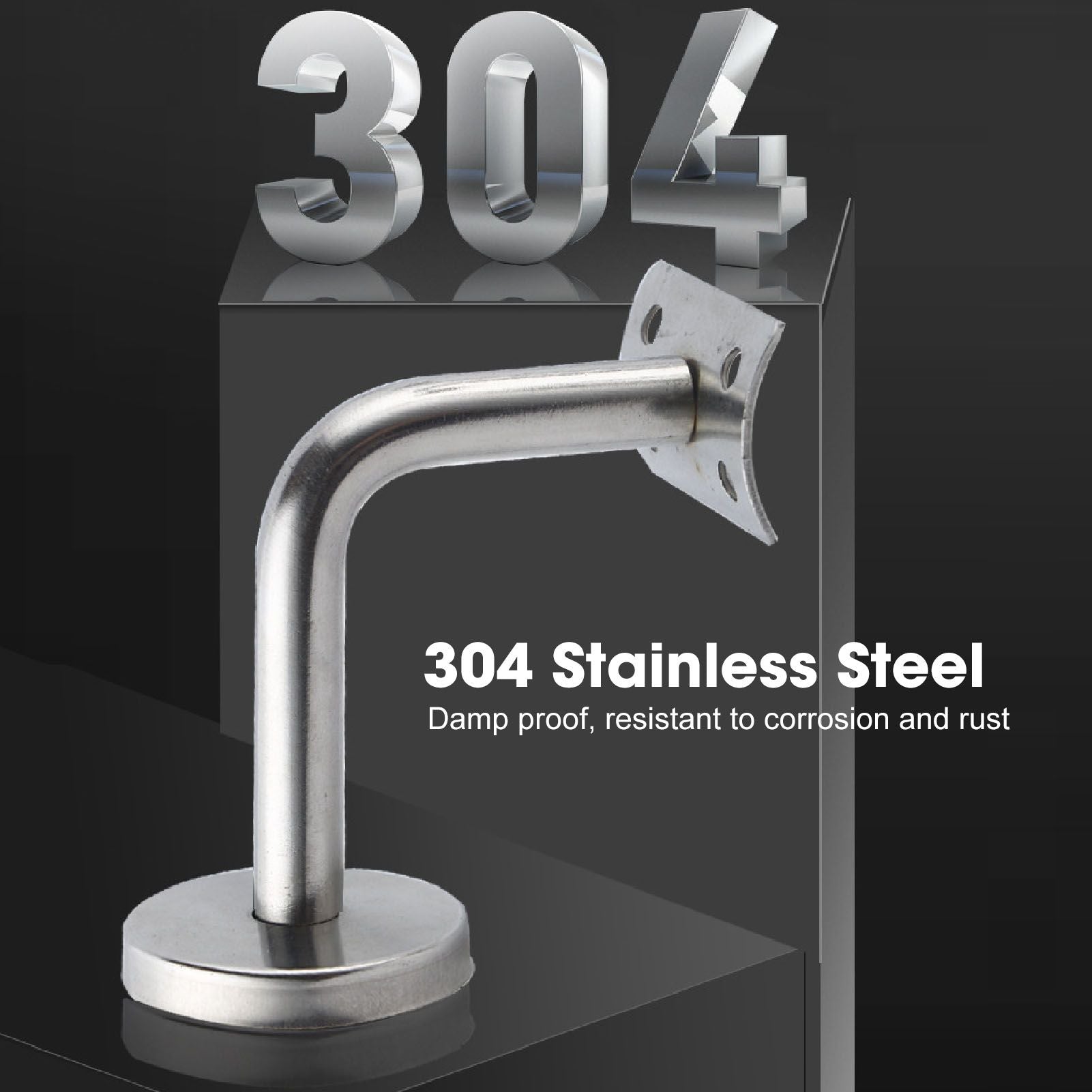 6 Pcs Wall Handrail Bracket 304 Stainless Steel Strong Bearing Stair Railing Support V1294-YM0521-3114230042511