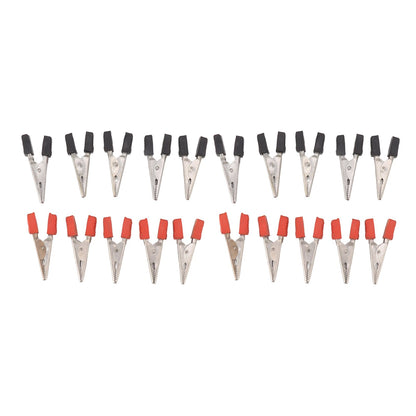 20 Pcs Crocodile Clip Red and Black 1cm Opening Electrical Test Clamp Stainless Steel Battery Cable Clips V1294-YM0521-3114230044211
